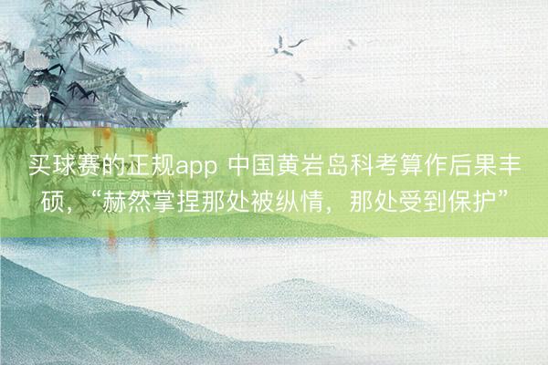 买球赛的正规app 中国黄岩岛科考算作后果丰硕，“赫然掌捏那处被纵情，那处受到保护”