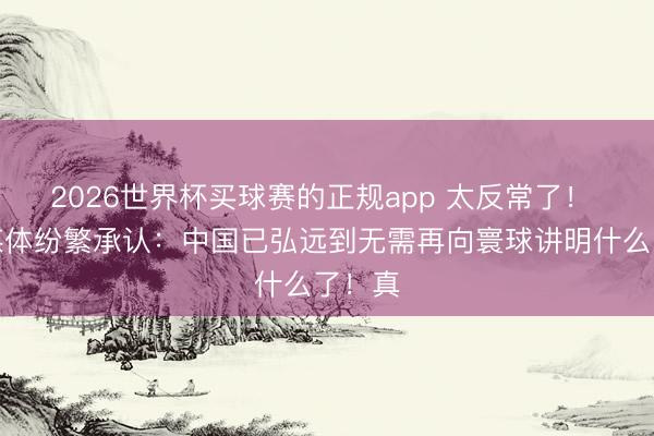 2026世界杯买球赛的正规app 太反常了！ 多国媒体纷繁承认：中国已弘远到无需再向寰球讲明什么了！真